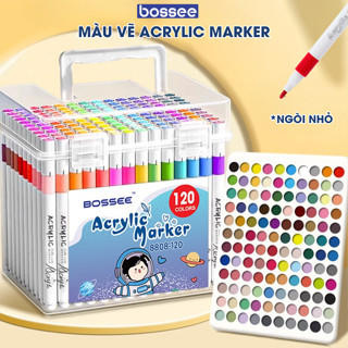Hộp Màu Acrylic Marker 24/36/48/60/80/120 Bút Màu Sơn, Bút Đánh Dấu Tô Vẽ Học Sinh - Màu Tươi Sáng, Đều Đậm, Đè Màu Tốt