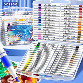  Bộ Màu Nước Acrylic Marker Hộp 12 24 36 48 60 80 Màu - Bút Màu Sơn Vẽ Trên Mọi Chất Liệu Chồng Màu Che Phủ Tốt 