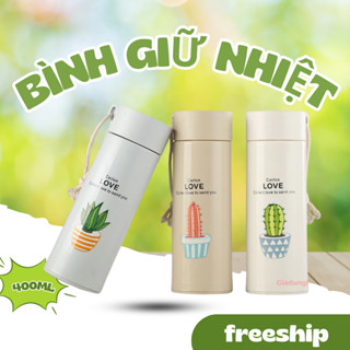 Bình nước Xương Rồng, bình thủy tinh, bình đựng nước 400ml ly giữ nhiệt, bình giữ nhiệt mini  (BXR)