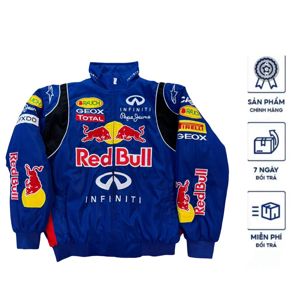 Áo Khoác Dù in Red Bull Biker lót trong đen, Racing Biker cực chất