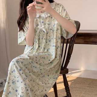 Đầm ngủ cao cấp phối ren tiểu thư, váy thun lụa mịn mát, Đầm bầu Bigsize bon chen thoải mái ,fom to