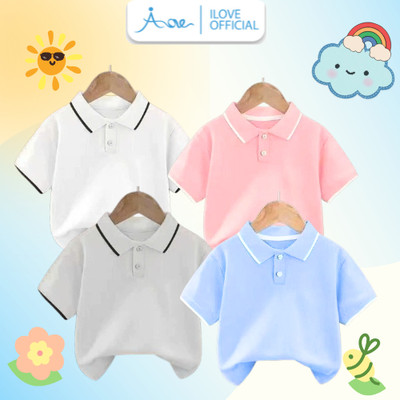 [MỚI] Áo POLO cộc tay bé trai, bé gái AORE, Áo cổ bẻ chất cá sấu mềm, thoáng mát cho bé đi học, đi chơi từ 8-35kg
