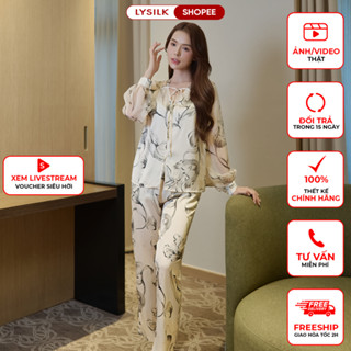  Bộ sưu tập Fleur de Soie từ LYSILK bộ mặc nhà nữ áo dài tay quần dài họa tiết in hoa BN644 