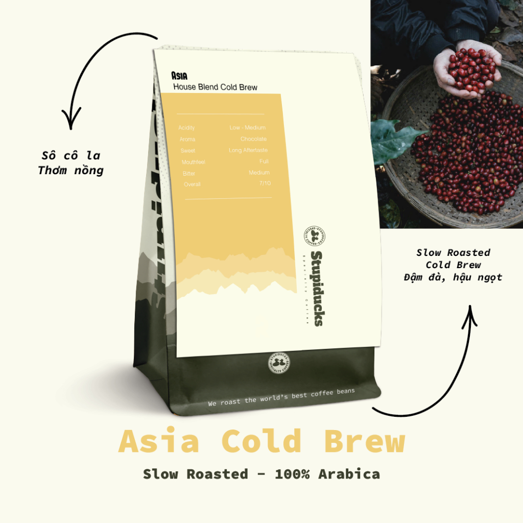 Cà phê pha Cold Brew Asia - Stupiducks Specialty Coffee ( SSC Roaster) - Tặng túi vải lọc