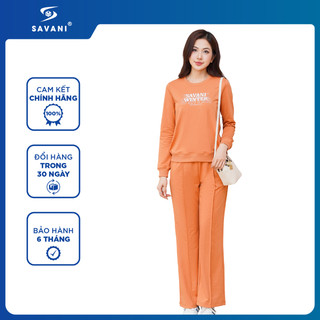  Bộ Đồ Nỉ Nữ SAVANI Cao Cấp Set Thu Đông Quần Dáng Suông Chất Vải Mềm Mại Co Giãn Tốt WBK010W4 