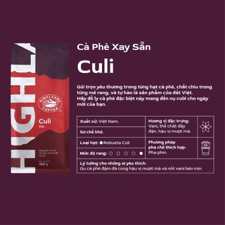 Cà Phê Rang Xay Culi Highlands Coffee 200g