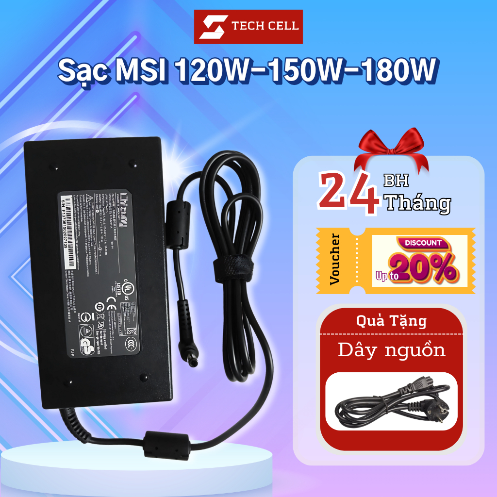 Sạc Laptop MSI 120W_150W_180W_200W - 6.15A_7.7A_9.23A_10.5A  - Sạc MSI Zin Mới Bảo Hành 24 Tháng