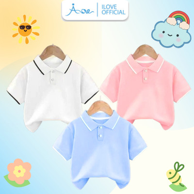 [MỚI] Áo POLO cộc tay bé trai, bé gái AORE, Áo phông cộc tay POLO cổ bẻ chất cá sấu mềm mịn thoáng mát bé đi học 8-34kg