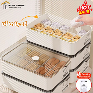 Hộp Đựng Đồ Lót, Tất Vớ Chia Ngăn Có Nắp Chống Bụi, Khay Đựng Đồ Đa Năng Chia Ngăn Gọn Gàng Decor