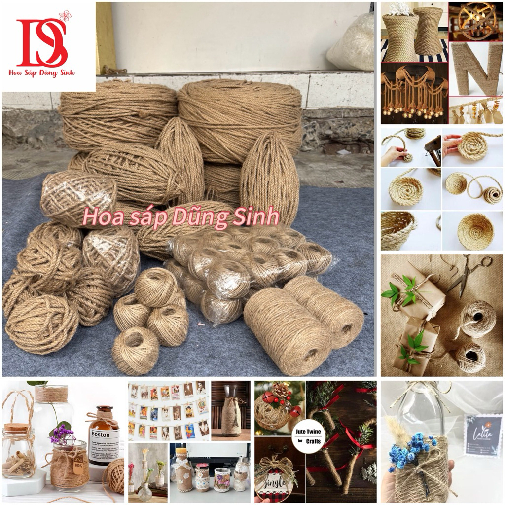 [ A142 ] Sỉ Cuộn dây thừng 1ly, 4ly, dây thừng gai, dây cói, dây bố dùng trang trí hộp quà, lọ hoa, làm nơ, hanmade