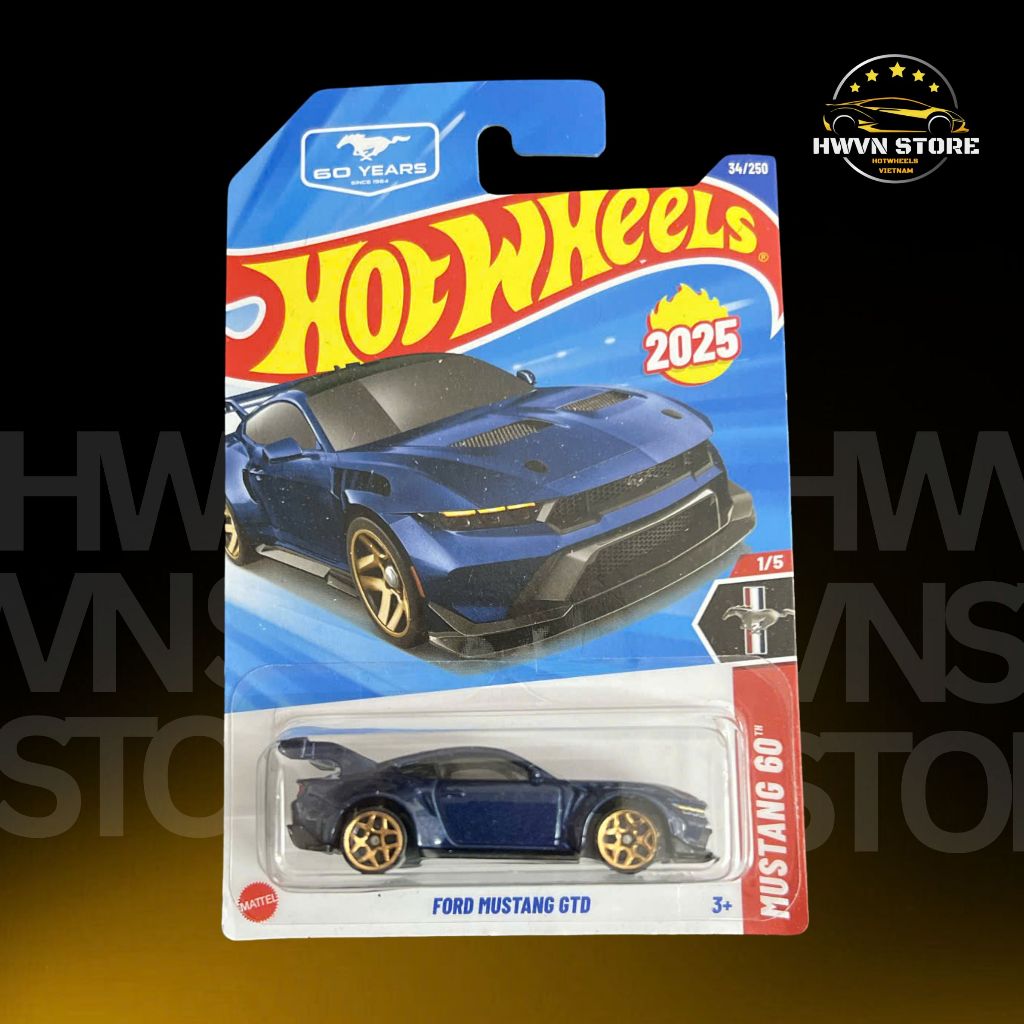 Xe mô hình Hotwheels Ford Mustang GTD màu xanh dương đậm