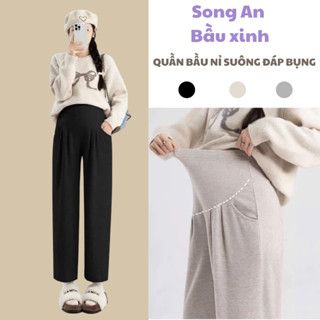  Quần bầu Song An dáng dài mùa đông ống suông rộng chất nỉ len thỏ dày dặn ấm áp có chun chỉnh bụng bigsize 