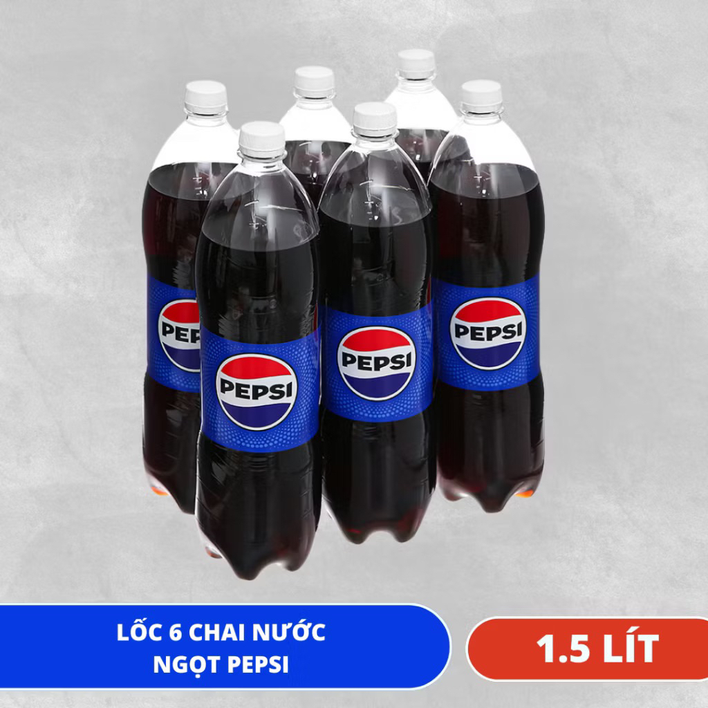 lốc 6 chai nước ngọt có ga Pepsi 1L5