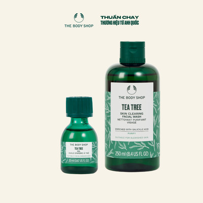 Combo Dành Cho Da Mụn Sữa Rửa Mặt 250ml & Tinh Dầu 20ml Tea Tree The Body Shop