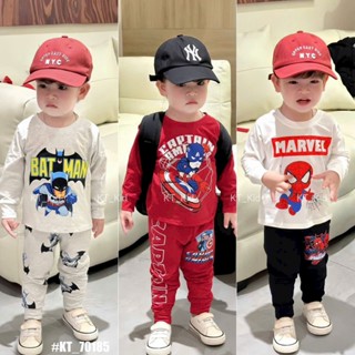  Bộ Cotton Dài Tay Bé Trai 10-28KG In Hình Siêu Nhân Người Nhện Captain America Batman Mẫu Mới Thu Đông 