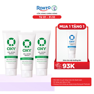 COMBO 03 Sữa rửa mặt cho nam Oxy sạch dịu nhẹ, kiềm dầu Oxy Oil Acne Wash (100gx3)