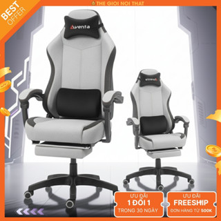 Ghế gaming công thái học bọc nệm mềm , làm việc chơi game , Chính hãng AVENTA - Da Pu hoàn thiện cao cấp không nhăn
