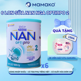 [QUÀ] COMBO 6 Sữa Nan Nga HMO Optipro Số 2 Mamako Bổ Sung Dinh Dưỡng Cho Bé 6-12M Hộp 800g