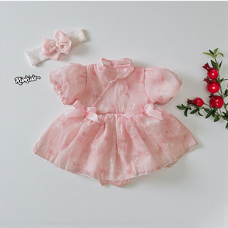   3-10kg  Body váy công chúa hồng tơ hoa RIOKIDS quần áo bé gái sơ sinh đầy tháng 1 tuổi BD269 