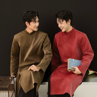  Áo dài nam vải Da lộn có cầu vai BIGSIZE 105kg  KHÔNG KÈM QUẦN  