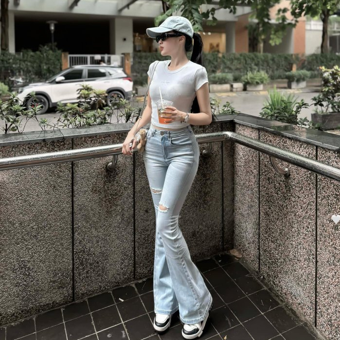 Quần Jean Nữ Ống Loe Rách Cạp Cao Co Dãn Midori Shop Quần Bò Nữ Lưng Cao Hách Dáng S038 | BigBuy360 - bigbuy360.vn