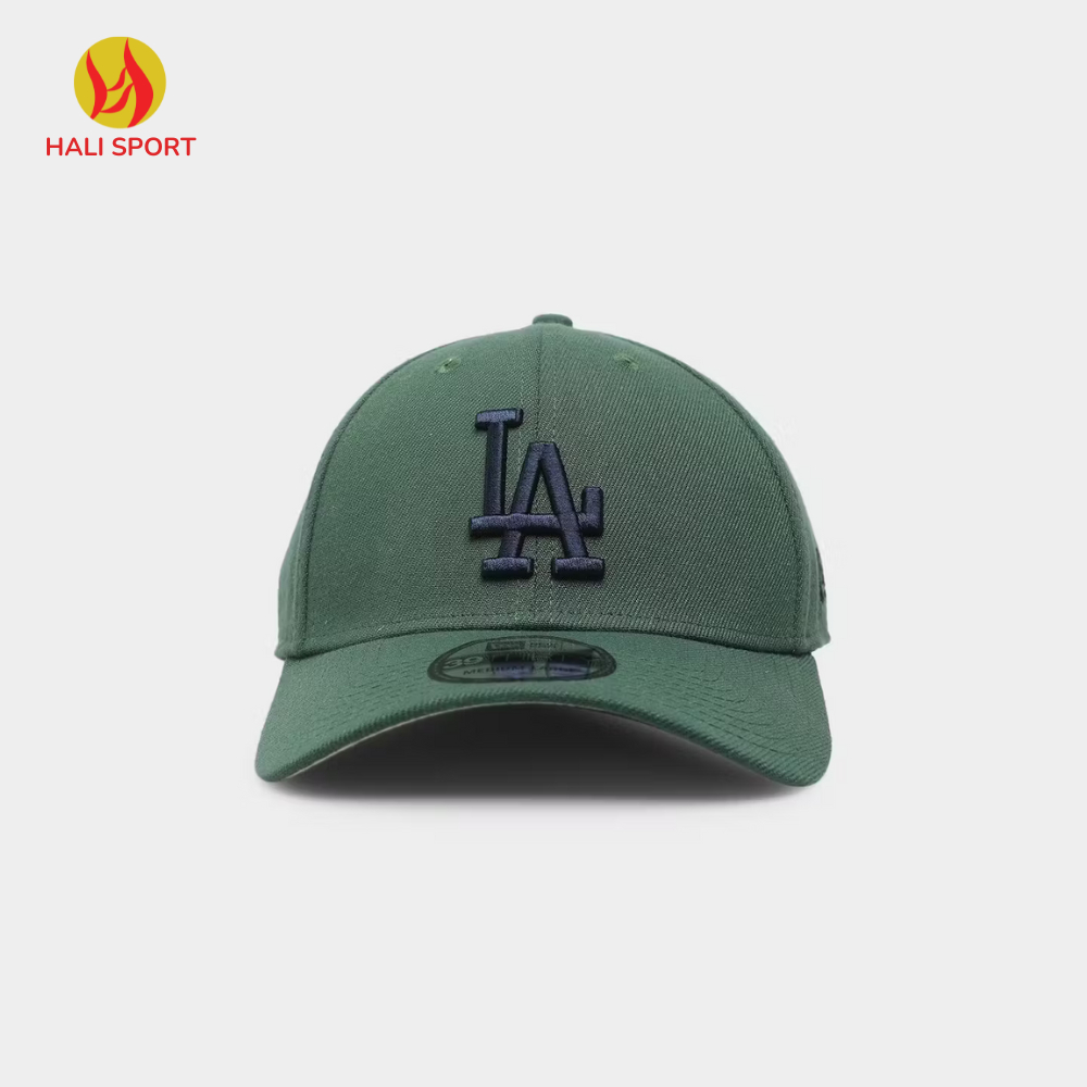 Mũ Bít Đuôi MLB Phong Cách HipHop Đường Phố, Nón New Era 39THIRTY Logo LA Xanh Rêu Chính Hãng