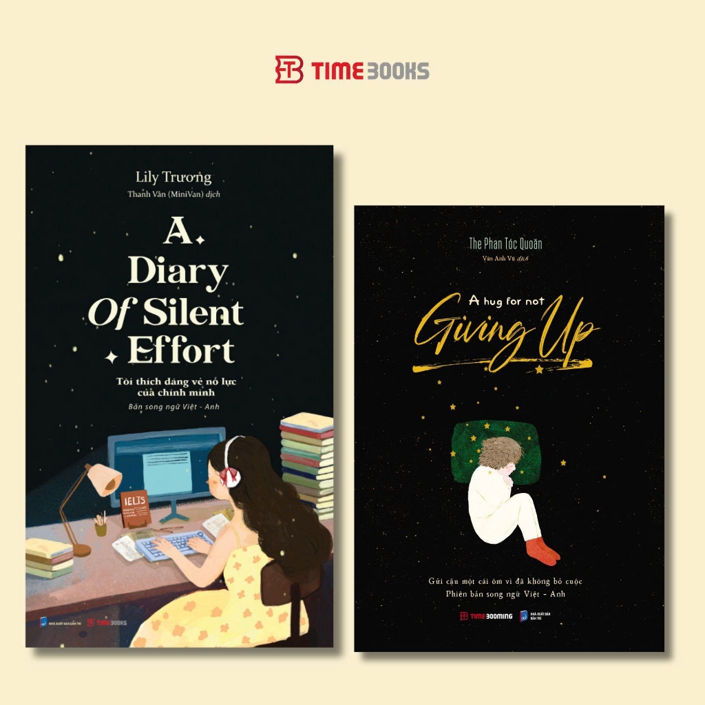 Combo 2 cuốn Sách Song Ngữ Việt Anh: A Diary Of Silent Effort + A Hug For Not Giving Up - Wonders