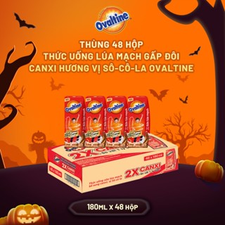Thùng 48 hộp Thức uống lúa mạch gấp đôi Canxi hương vị sô-cô-la Ovaltine (180ml x 48)