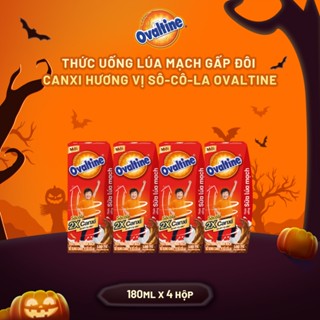 Thức uống lúa mạch gấp đôi Canxi hương vị sô-cô-la Ovaltine hỗ trợ tăng chiều cao (180ml x 4)