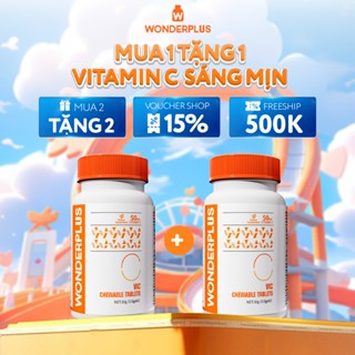 [Mua 1 Tặng 1] Viên Nhai Bổ Sung Vitamin C Wonderplus Hương Cam Giúp Làn Da Rạng Rỡ Tăng Cường Đề Kháng Hộp 60 Viên