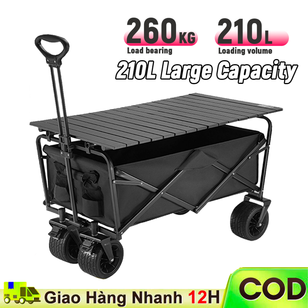 Xe Đẩy Du Lịch Gấp Gọn Di Động Ngoài Trời Xe Trang Trí Cắm Trại Nhỏ Xe Đẩy Cắm Trại Xe Du Lịch Trại Cắm Trại