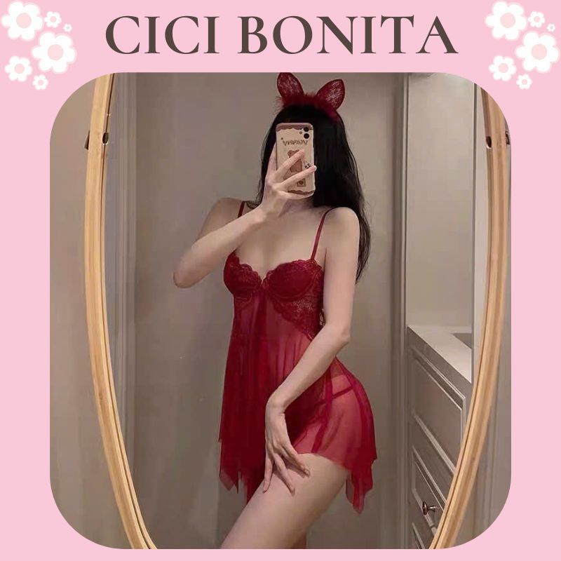 Đồ ngủ sexy nữ/ Váy ngủ gợi cảm /Đầm ngủ 2 dây ren xuyên thấu cài trước có gọng ngực (tặng kèm quần chip xinh) C800o | BigBuy360 - bigbuy360.vn