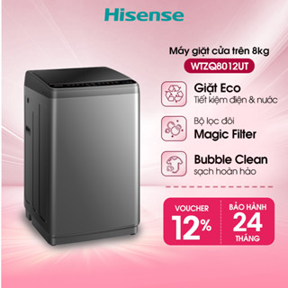 Máy Giặt Hisense Cửa Trên 8kg WTZQ8012UT, Lắp Đặt Toàn Quốc