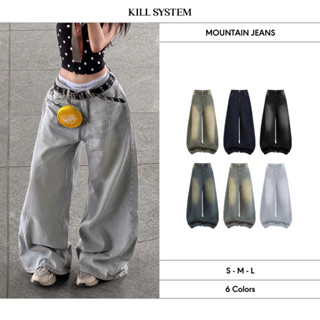 Quần Jeans wash Killsystem ống rộng Mountain quần bò wash màu unisex thời trang nam nữ