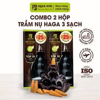 Combo 2 hộp nhang nụ trầm hương HAGA 3 SẠCH 30 Nụ,100% bột trầm hương nguyên chất,xông nhà tẩy uế, thanh lọc không gian