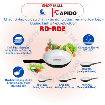 [HỎA TỐC] Chảo Rapido đáy chấm RP-RD2 dùng cho mọi loại bếp (Đường kính 24-26-28-30cm) - Hàng chính hãng