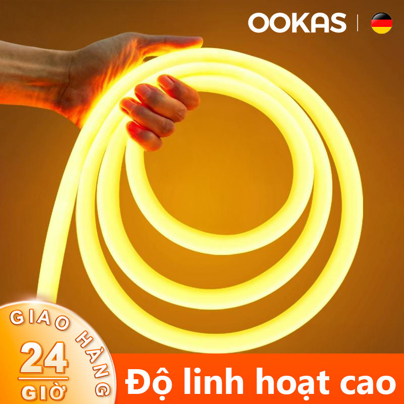 OOKAS Led dây trang trí  - Có Phích Cắm, IP67 Chống Nước, Dẻo, đèn led vàng ấm, dây đèn neon