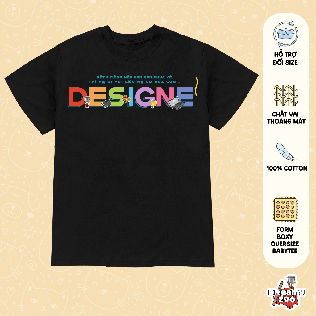 Áo Thun Dreamyzoo, Designer, Áo Thun Oversize Local brand, 100% Cotton, Nam Nữ