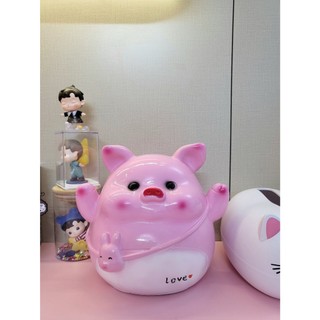 Heo Đất Tiết Kiệm Mẫu Heo Đeo Túi Thỏ Cỡ To Nhỏ Đáng Yêu Trang Trí Nhà Cửa, Lợn Đất Đựng Tiền Ống Tiết Kiệm