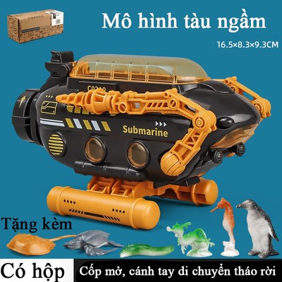 Đồ chơi mô hình tàu ngầm thám hiểm KAVY bằng nhựa ABS kèm 6 động vật đại dương