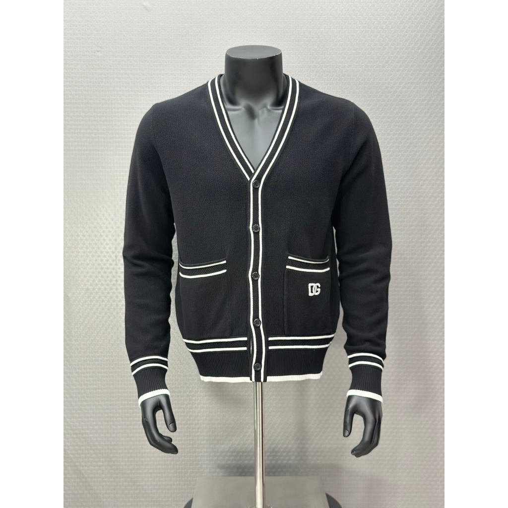 Áo khoác Cardigan DG Đen viền Trắng túi bụng LA VTN