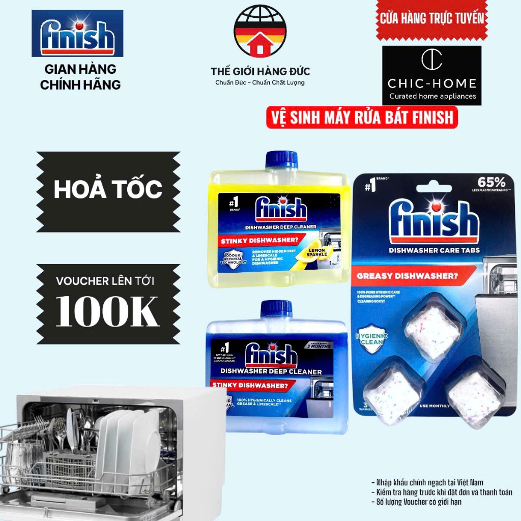 Dung dịch vệ sinh khoang máy Finish Dishwasher Deep Cleaner 250ml cho máy rửa bát