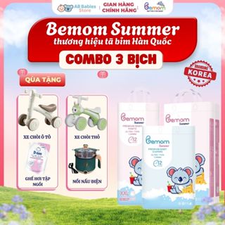 (CHÒI THỎ) COMBO 3 Bịch Tã/Bỉm Hàn Dán Và Quần Bemom SUMMER Siêu Mỏng, Thấm Hút Size NB-4XL 3-30kg