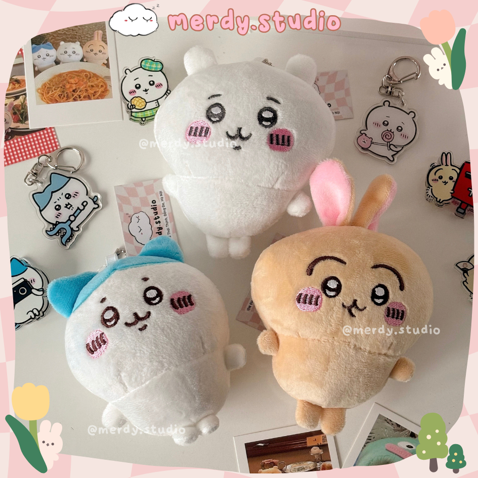 Móc khoá bông Chiikawa, Hachiware, Usagi béo