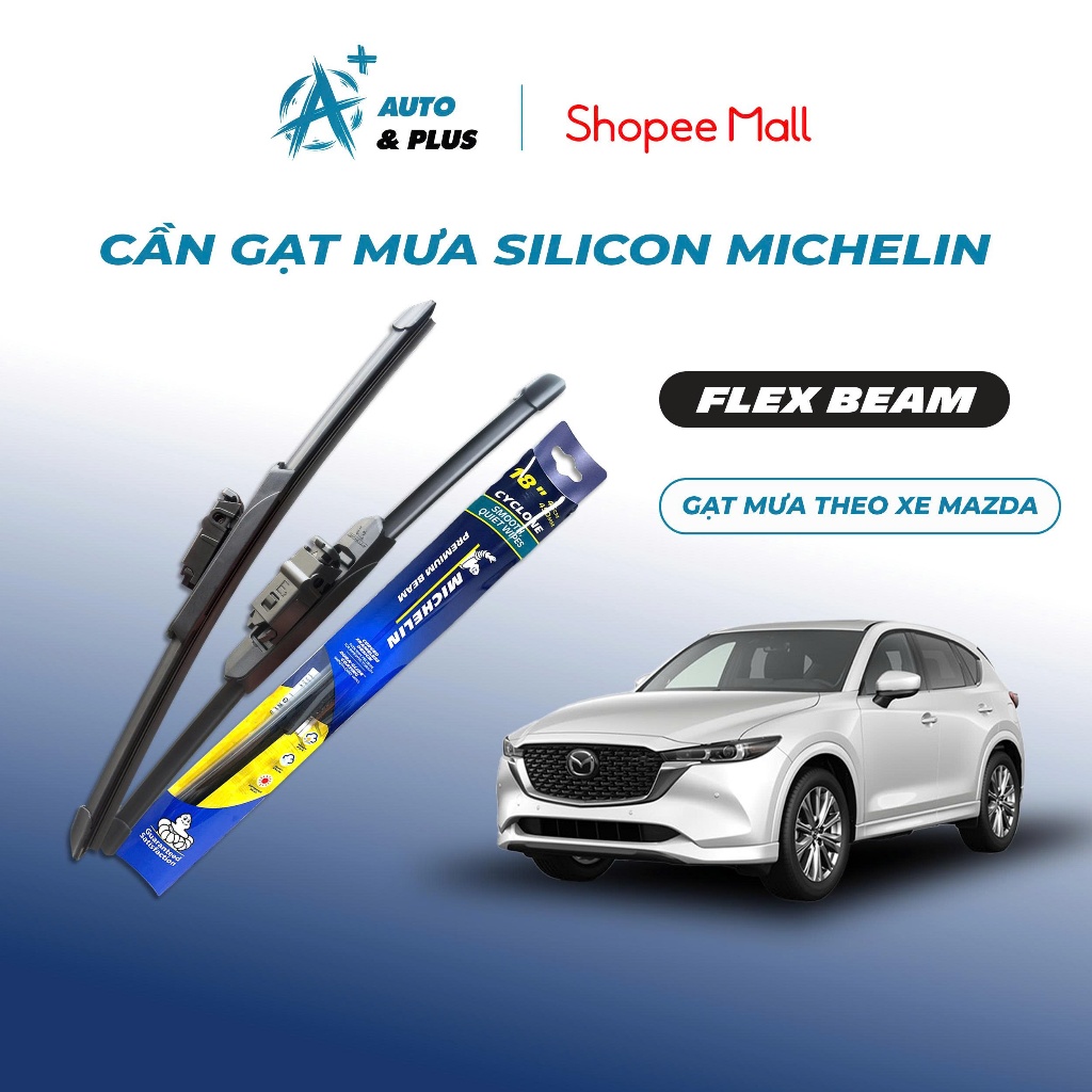 Michelin - Bộ gạt mưa xe Mazda CX5, CX8, Mazda 3, Mazda 6, lưỡi silicon, siêu êm, không rít, chuẩn t
