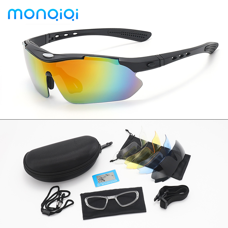 MONQIQI Kính Mát Phân Cực 5 Trong 1 Kính Mát Thể Thao, Mắt Kính Chống Tia UV400, Chống Bụi Bảo Vệ Mắt