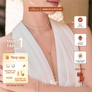 [5 IN 1] Vòng cổ nữ Stellar Jesmee Jewelry đính đá CZ lấp lánh titan mạ vàng sang trọng N25038