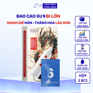  Bao cao su bi JUNCAI SIXNIGHT 9 bi lớn hộp 3 cái tăng khoái cảm nhiều gel bôi trơn 