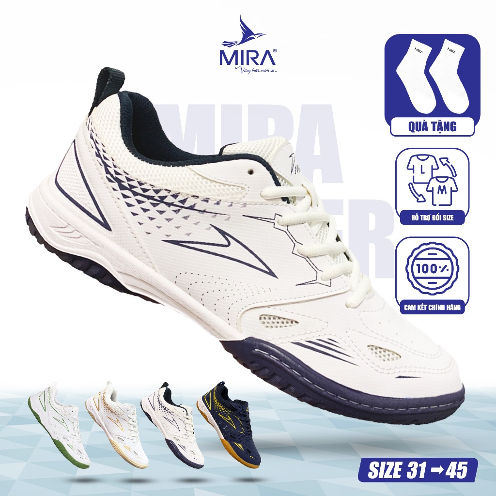 [Mua 1 Tặng 2] Giày Cầu Lông MIRA LIGHTER Unisex Êm chân, Đế Cao Su Chống Trượt, Chất Liệu Cao Cấp, 