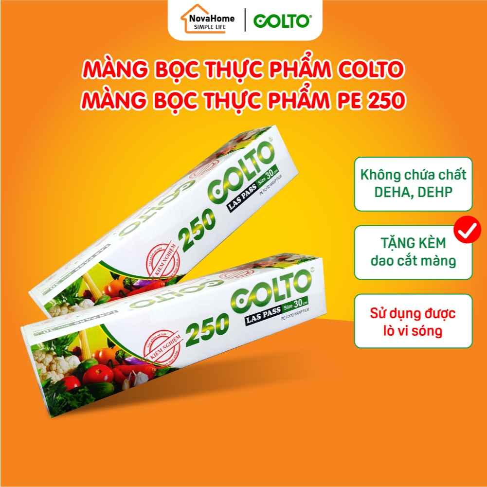Màng Bọc Thực Phẩm Colto 250 Cuộn Bọc Thức Ăn Hoa Quả Chính Hãng Co Giãn Tốt Có Dao Cắt Tiện Dụng - NovaHome